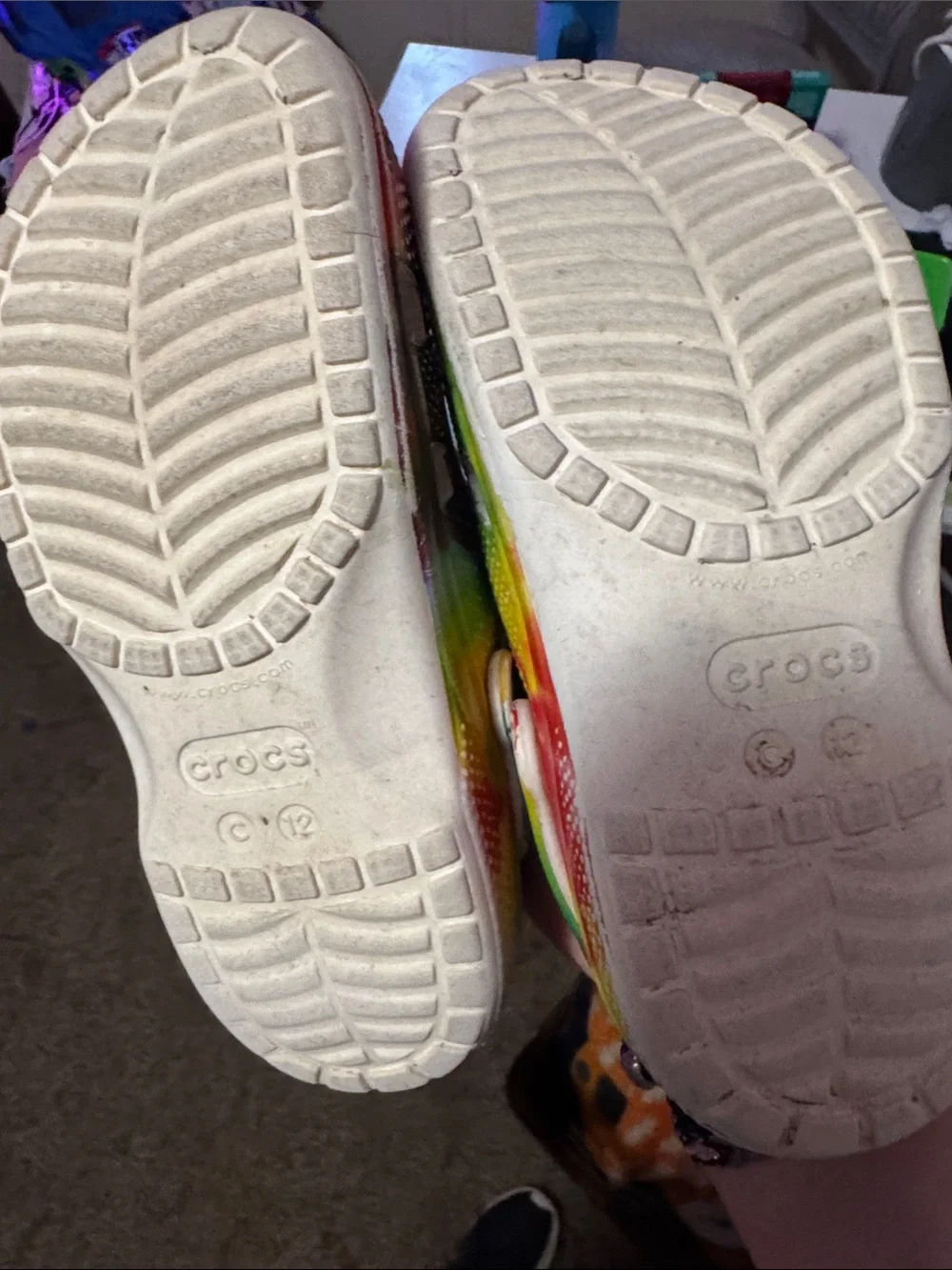 CROCS Kids Rainbow Water Clogs with White Soles